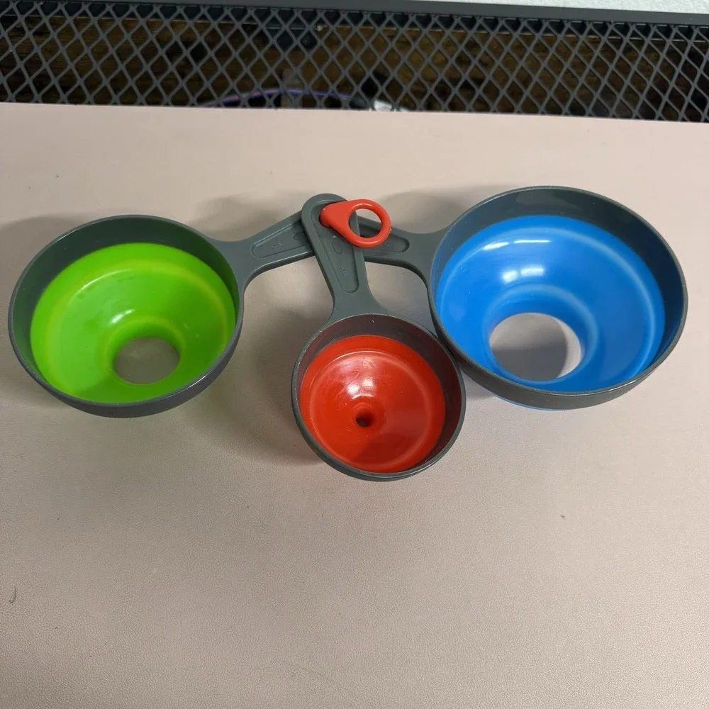 Collapsible Silicone Funnel Set of 3 Nesting Kitchen Funnels w‎ Hanging Ring